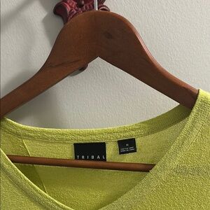 Tribal Bright Lime Knit Top